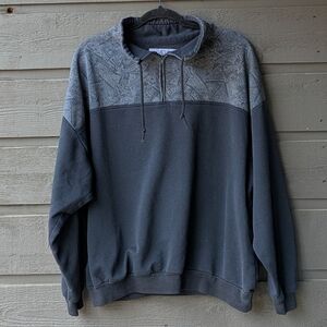 VTG 80s International Baggyz Black Mock Neck Pullover Sweatshirt Quarter Zip